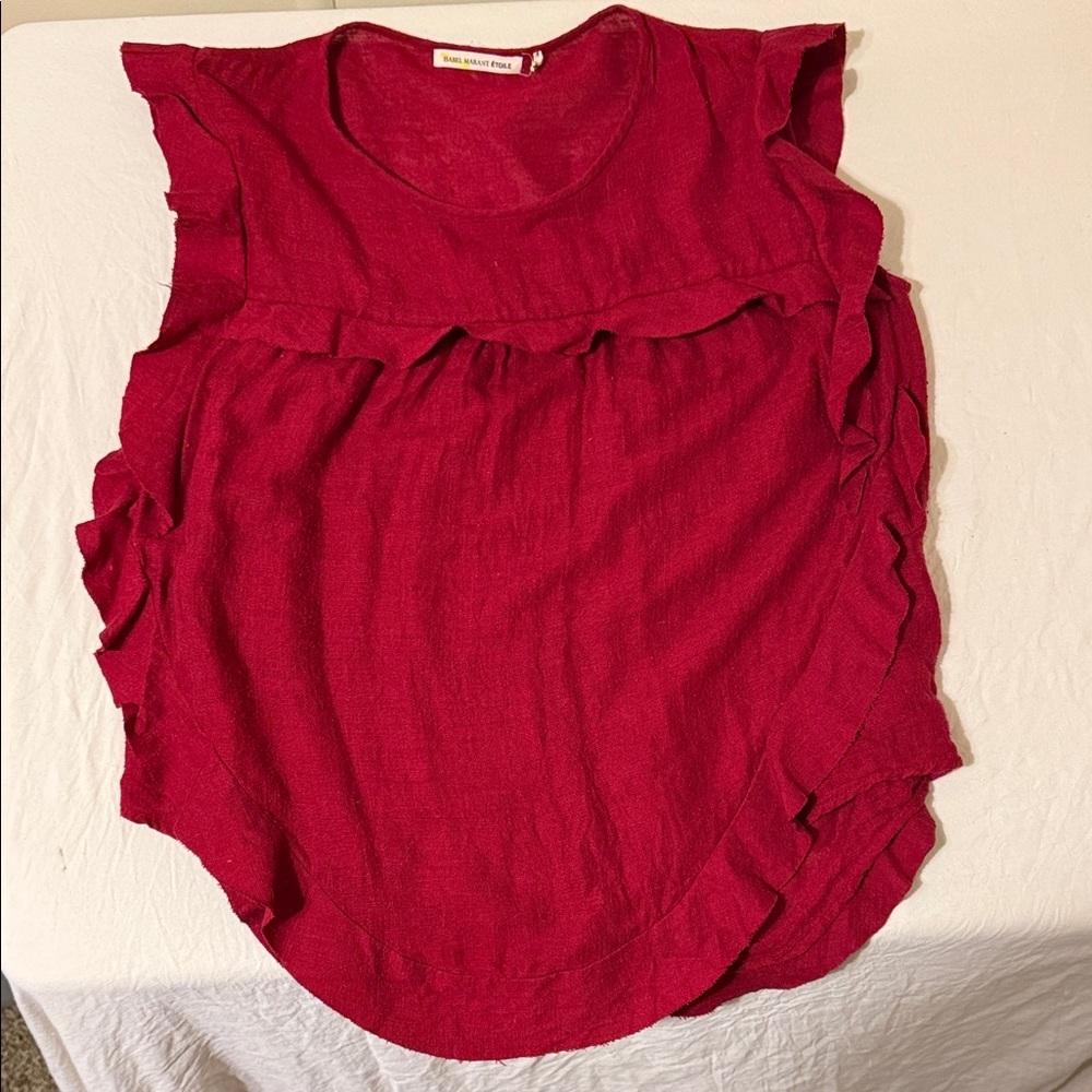 ISABEL MARANT ETOILE Womens 36 100%Silk Crimson Ruffle Blouse